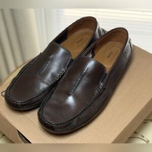 Clarks Collection Brown Leather Slip On Loafers Comfort Shoes